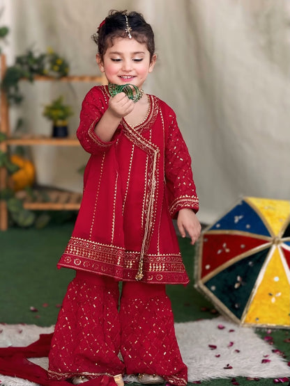 Meherza Crimson Regal Patiyala Set