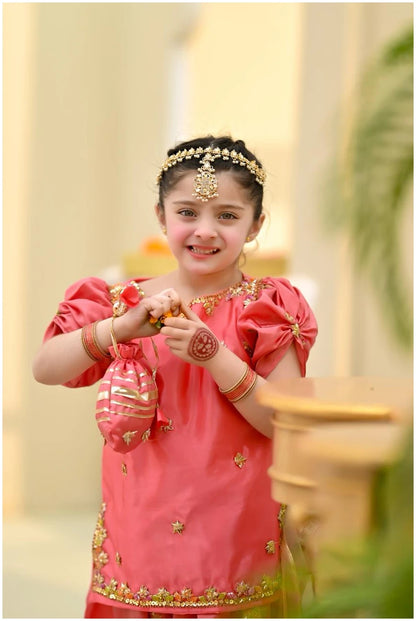 Kiara Coral Bloom Gharara Set