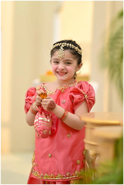 Kiara Coral Bloom Gharara Set