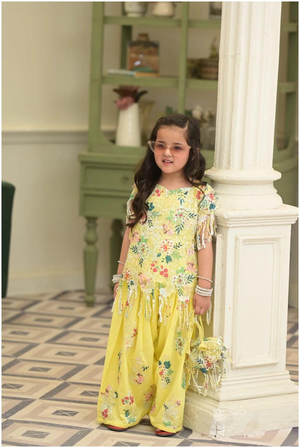 Sunehri Phool – Floral Elegance Kids Palazzo Set