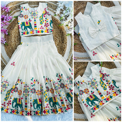 Abalone Pure Heavy Cotton  Kids Lehengha Choli