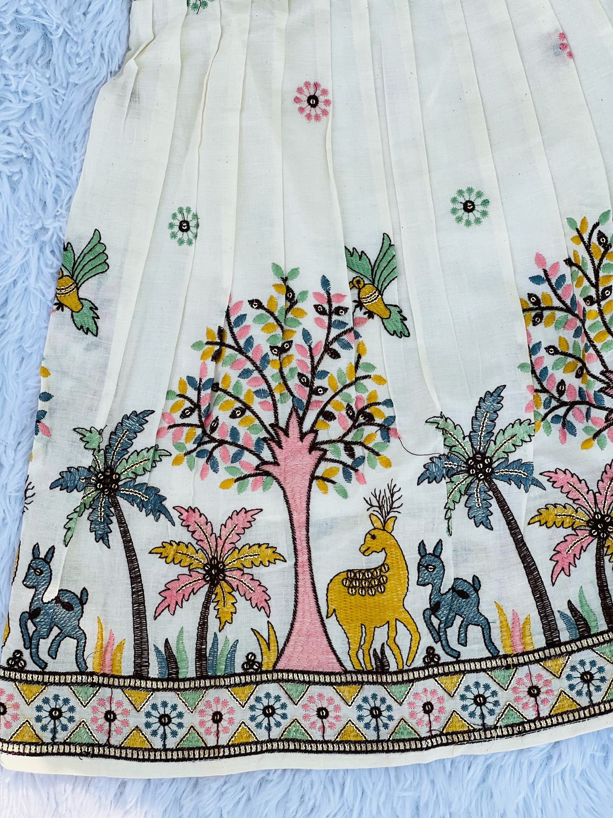 Luxurious Embroidery Work on Khadi Cotton Fabric Kids Frock
