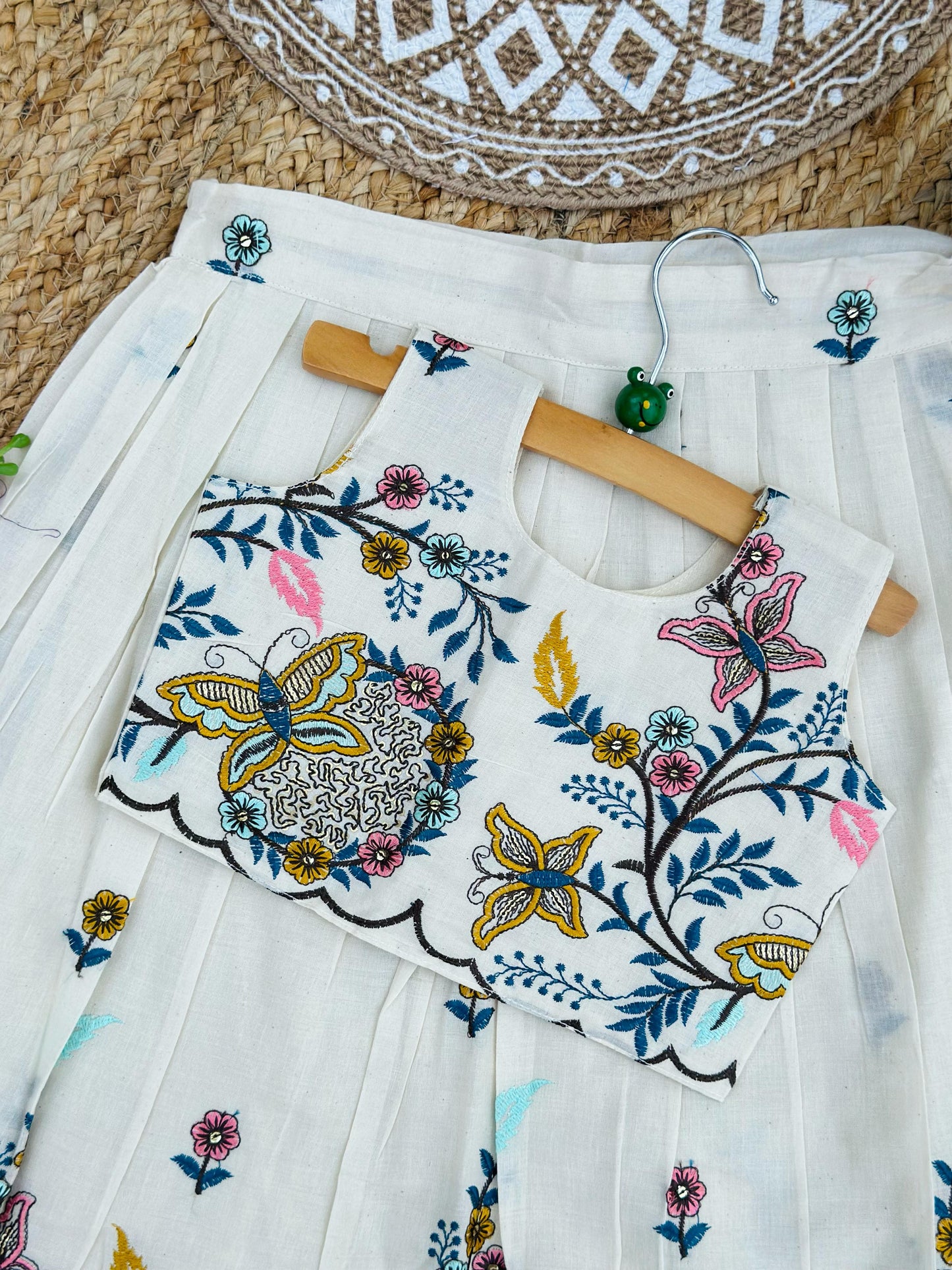 Blossom Pure Cotton Fabric Embroidery work Embroidery Lahenga Choli