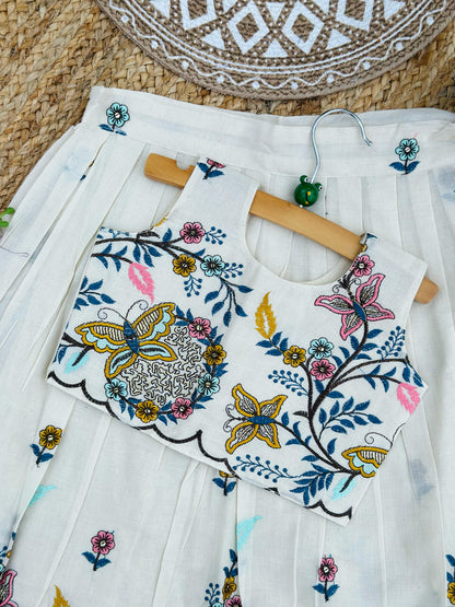 Blossom Pure Cotton Fabric Embroidery work Embroidery Lahenga Choli