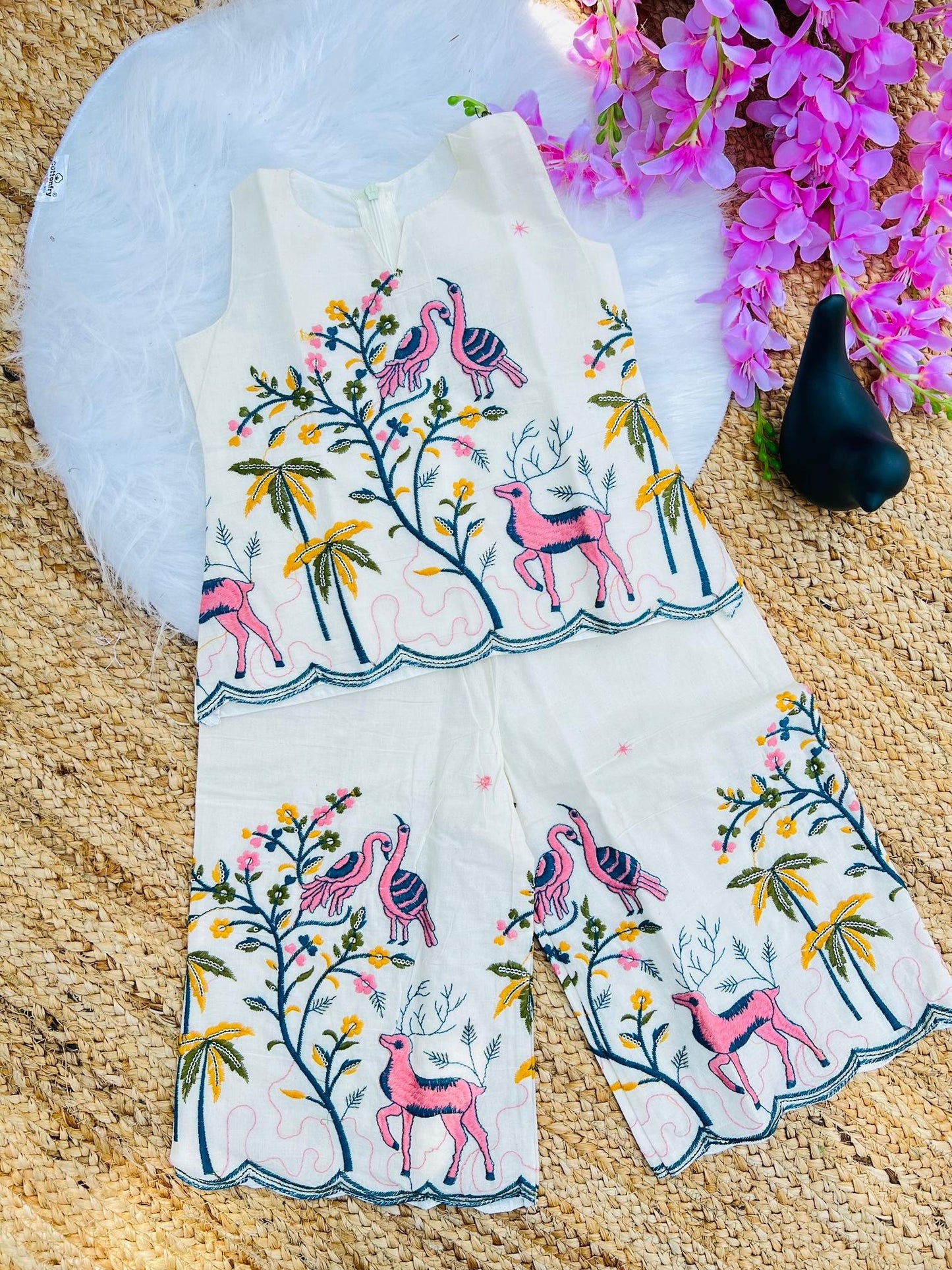 Awesome Trending Cotton Fabric Embroidery work Cord-set