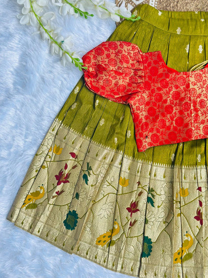 Trending Premium Brocade Fabric Kids Lahenga Choli