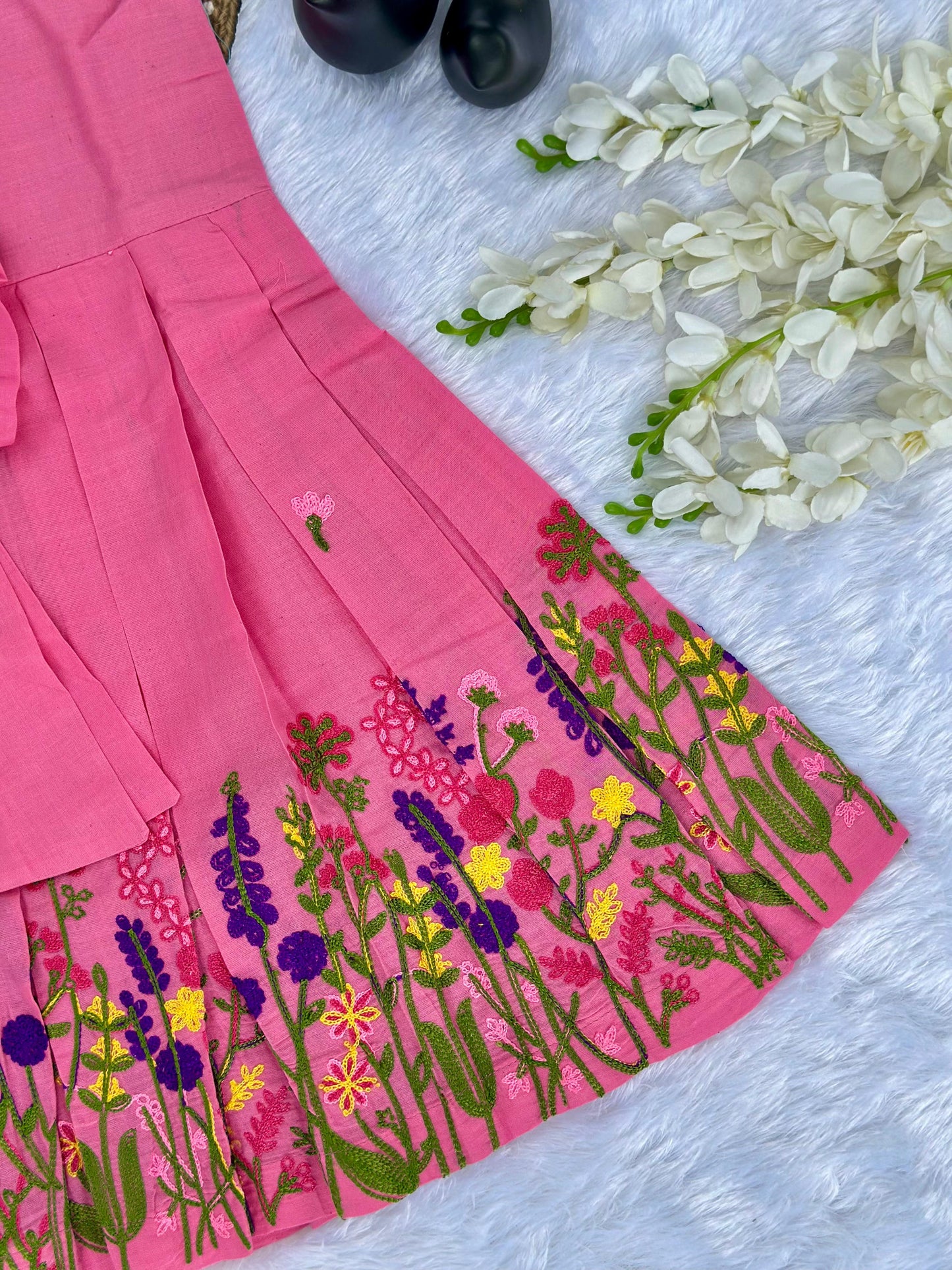 Super Hit Chain Work on Pure Khadi Cotton Fabric Kids Frock