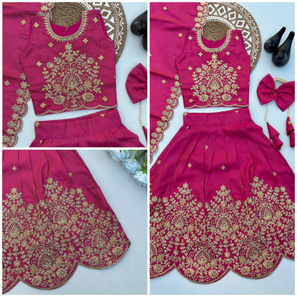 Designer Tissue Simmer Fabric Lehenga Choli with Gold Embroidery