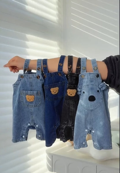 Tiny Teddy Denim Dungaree Set