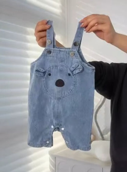 Tiny Teddy Denim Dungaree Set