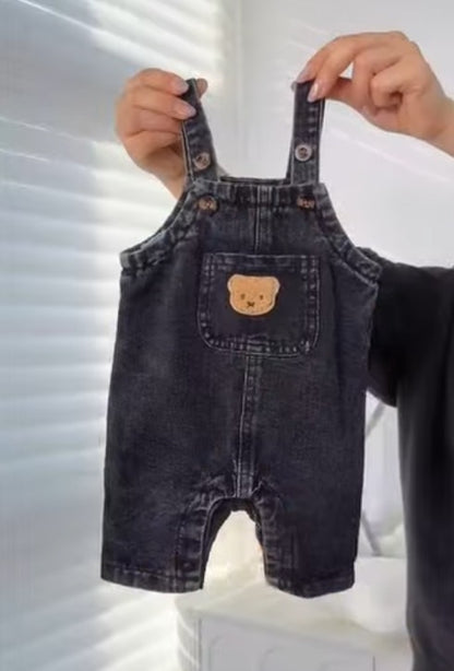 Tiny Teddy Denim Dungaree Set
