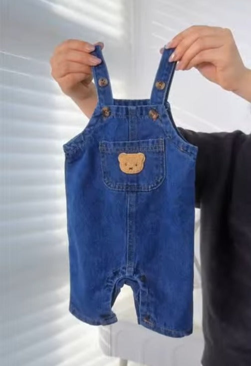 Tiny Teddy Denim Dungaree Set