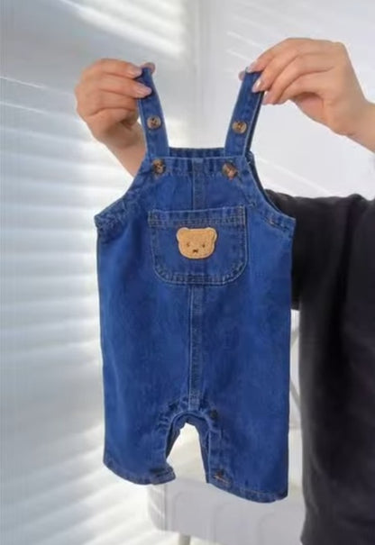 Tiny Teddy Denim Dungaree Set