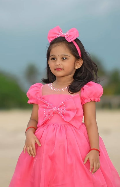 Candy Pink Cute Bow Party Wear Dress