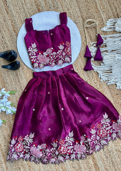 Innovative Jimmy-chu Beautiful Embroidery work Fabric Lahenga Choli