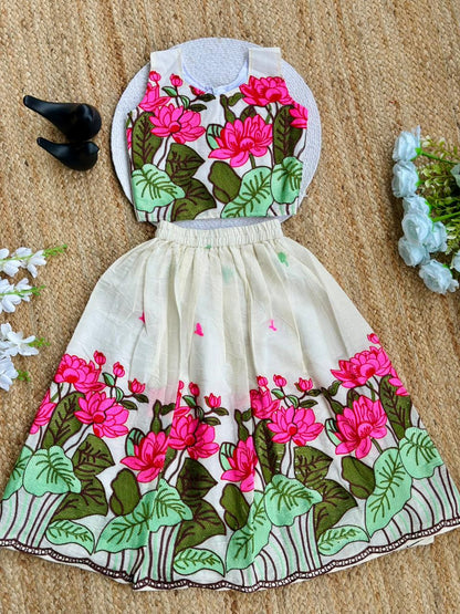 Stylish Floral Embroidery Work Lehenga Choli for Kids