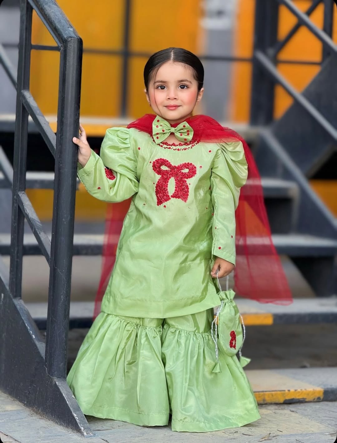 Pistachio Pop Ethnic Sharara Set