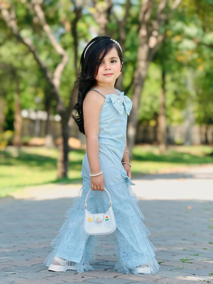 Ice Blue Glam Palazzo Set