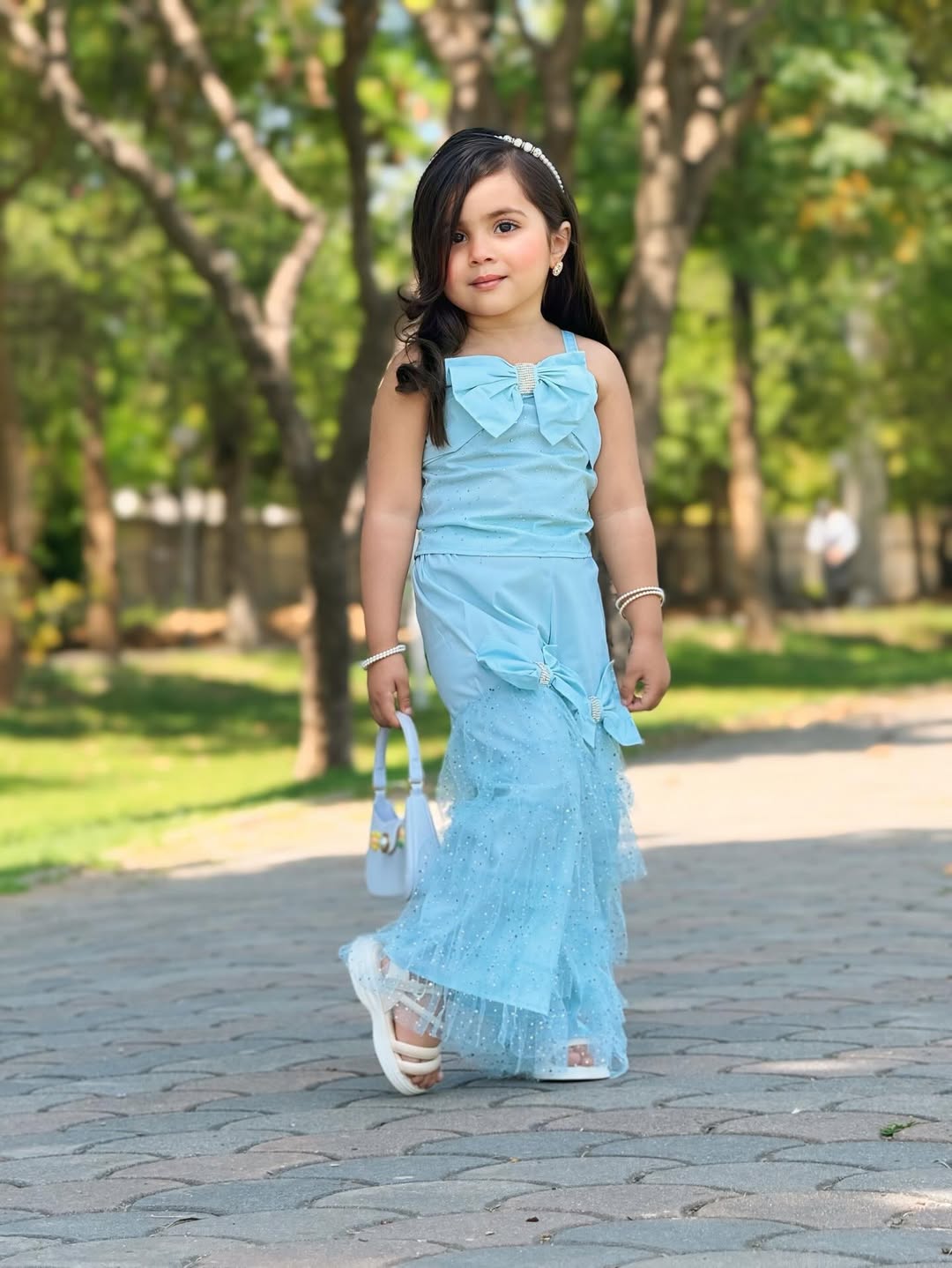 Ice Blue Glam Palazzo Set