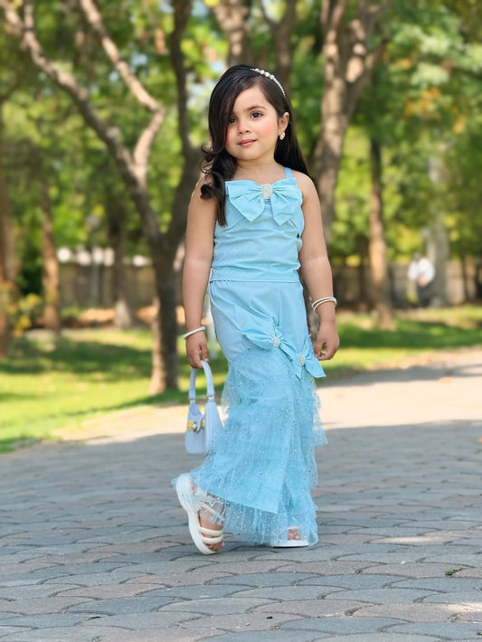 Ice Blue Glam Palazzo Set