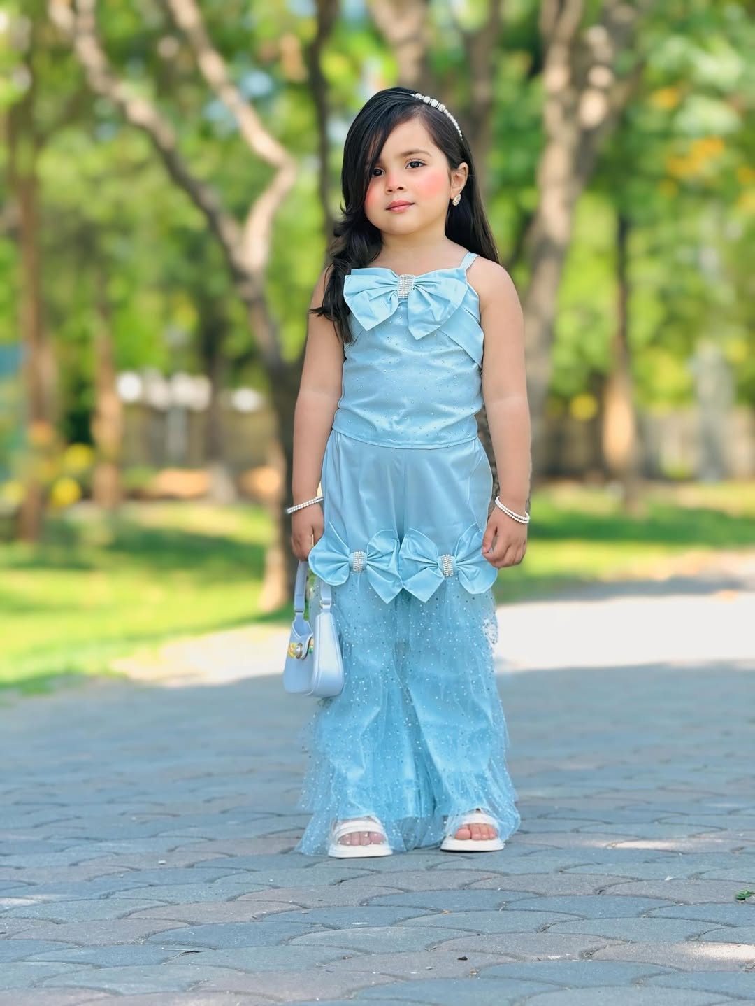 Ice Blue Glam Palazzo Set