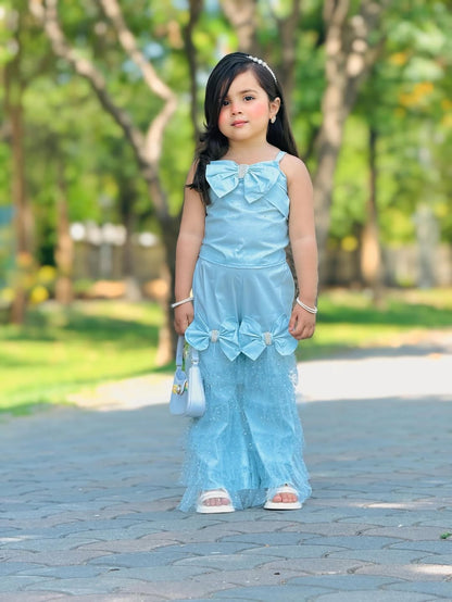 Ice Blue Glam Palazzo Set