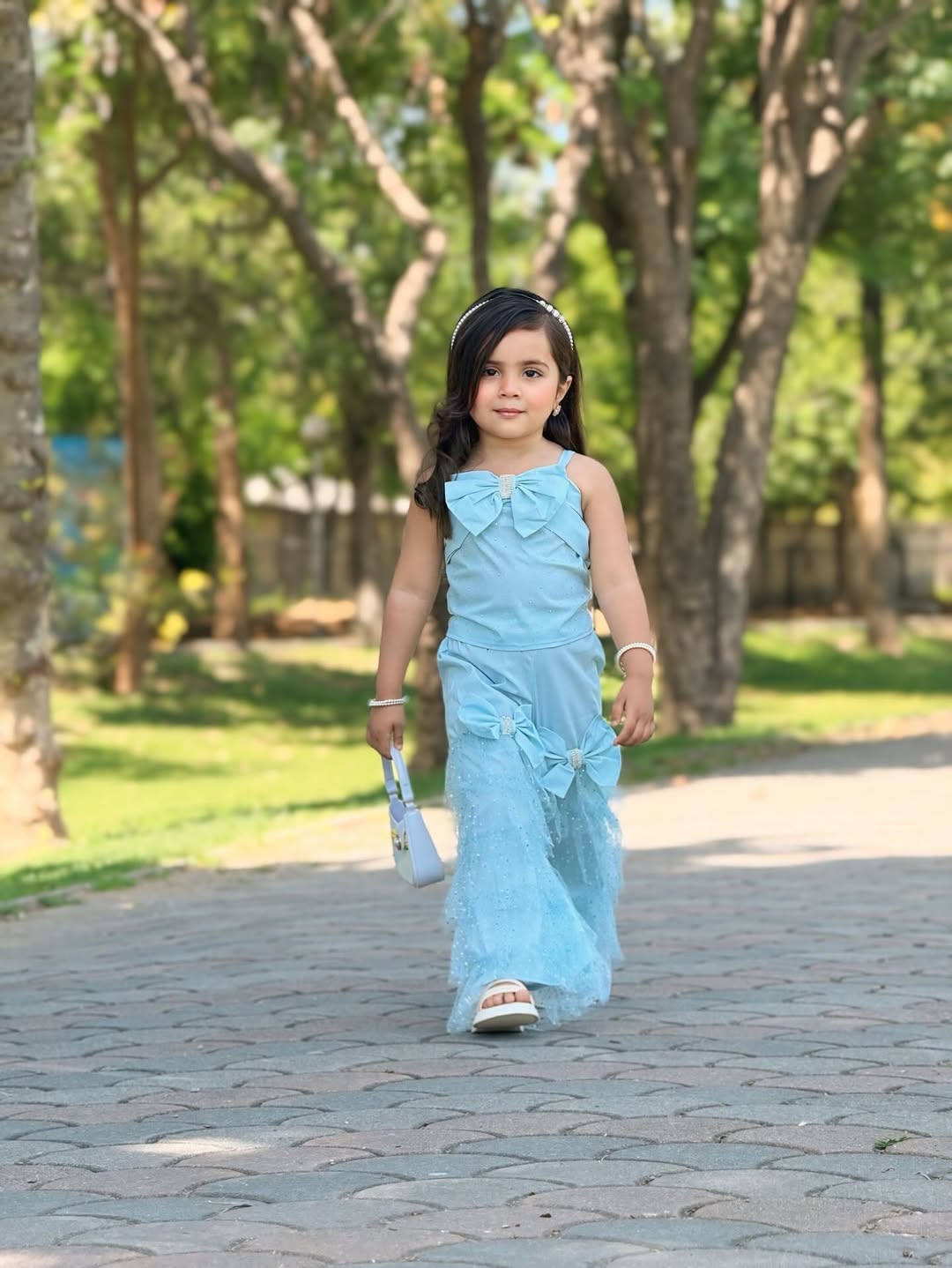 Ice Blue Glam Palazzo Set