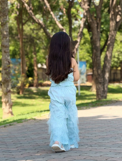 Ice Blue Glam Palazzo Set