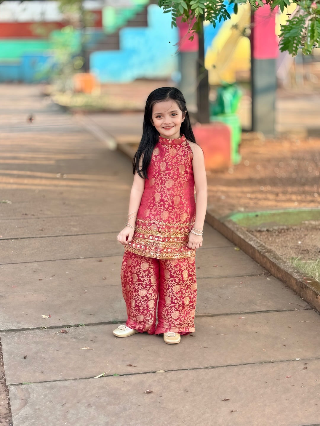 Little Girls Elegant Festive Patiyala Suit